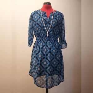 Enfocus Studio Navy and Black Patterned Dress